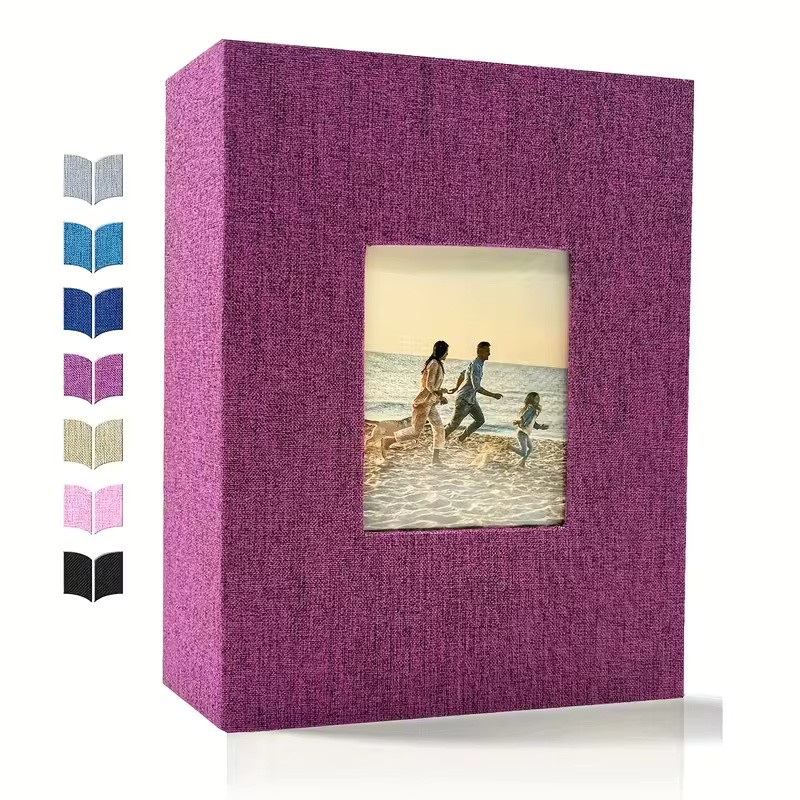 Linen 4x6 Photo Album with Cover Window, 200/300/600 Pockets