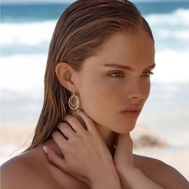 TOVABA Two Tone Geometric Dangle Earrings for Women Gold and Silver Trendy Drop Earrings Hypoallergenic Lightweight Dangle Earrings Double Circle Statement Earrings for Women Trendy