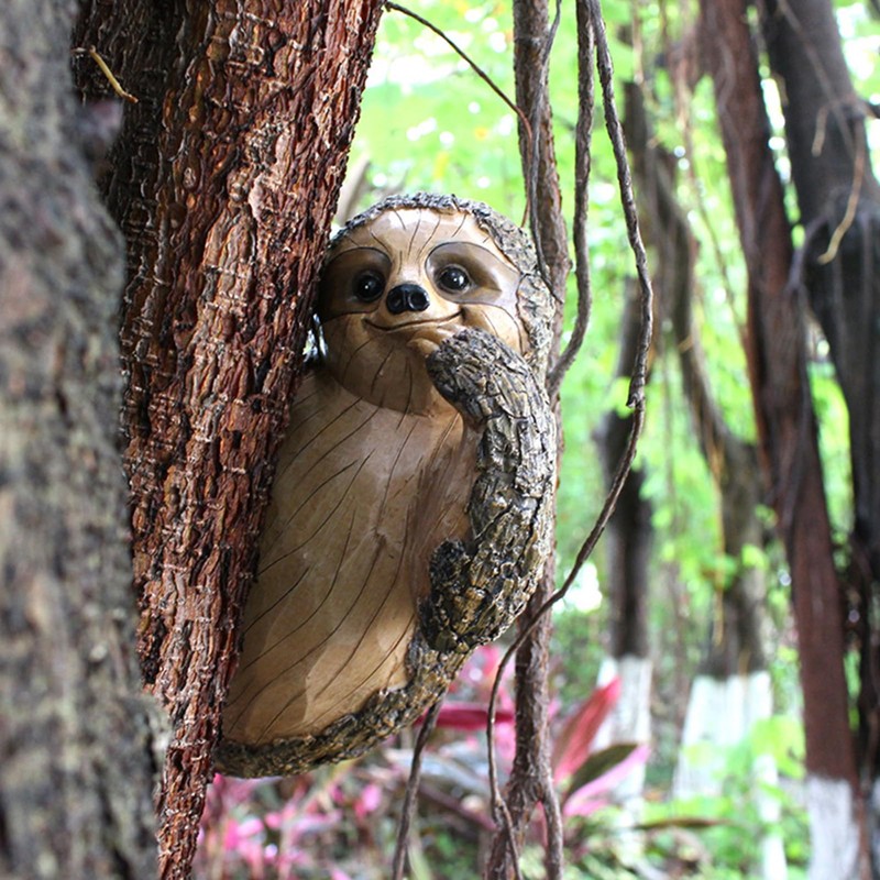 CHEOTIME Sloth Tree Hugger, Outdoor Tree Decorations Statue Hanging Outdoor