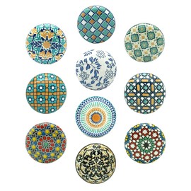 G Decor Positive Energy VI Assorted Designs Ceramic Door Knobs, Vintage, Shabby Chic, Interior Furniture, Cabinet Cupboard Drawers Pulls Handles (10-Pack)