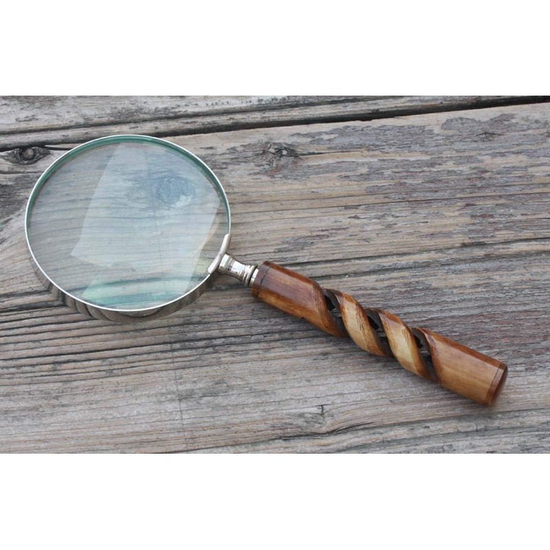 FYNJREX Bronze Brass Magnifying Glass, 4" Lens, 10x Magnification, Antique