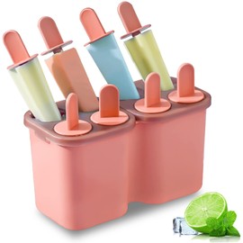 HOMQUEN Ice Lolly Moulds, 8-Piece Ice Pop Mould, Reusable, Easy to Release Ice Cream Mould for Children, Many Shapes, Homemade Ice Lolly Moulds, BPA-Free (8 Cavities Pink)