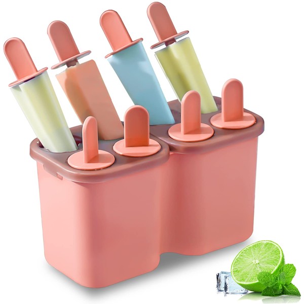 HOMQUEN Ice Lolly Moulds, 8-Piece Ice Pop Mould, Reusable, Easy
