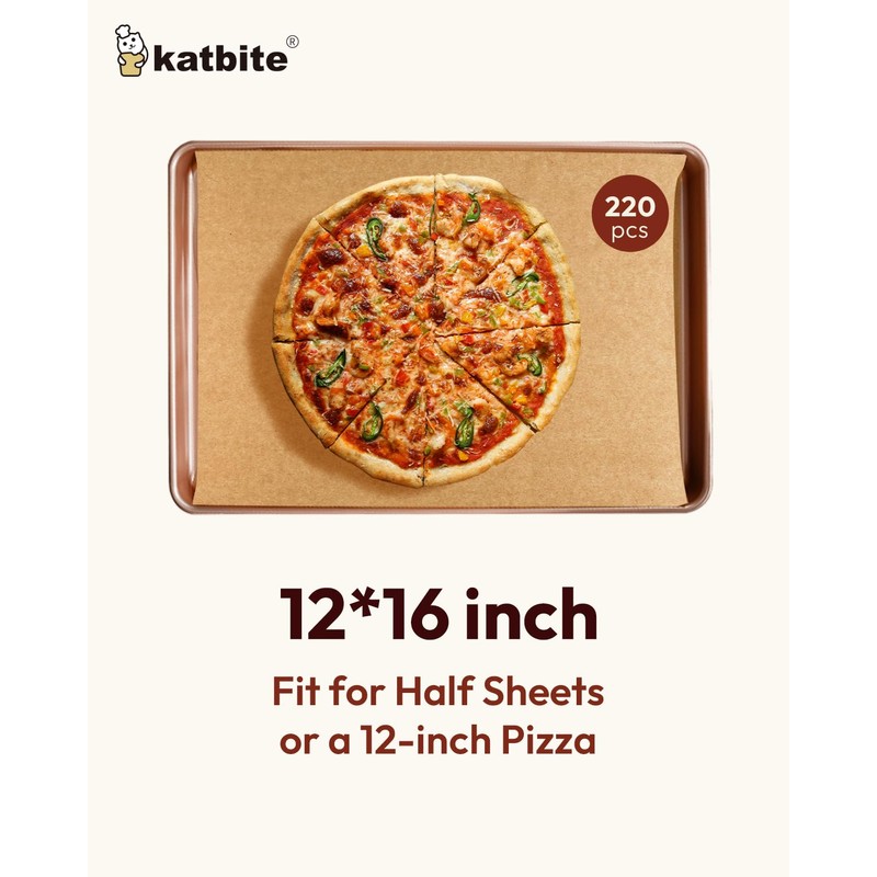 Katbite 220 Pcs Parchment Paper Sheets, 12x16 Inches Unbleached Baking