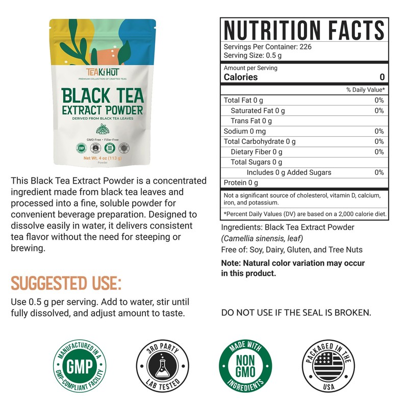 Instant Black Tea Extract Powder, Unsweetened Iced Tea Extract Powder
