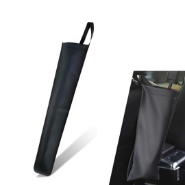 Zigeiya Car Umbrella Storage Bag, Waterproof Faux Leather Organizer with Hook and Loop Fastener, Foldable Wet Umbrella Sleeve for Long and Short Handle, Universal Hanging Pouch for Haedrest (Black)