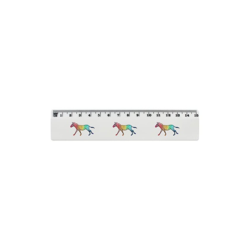 'Rainbow Zebra' 15cm (6 Inch) White Plastic Ruler (RL00057656)