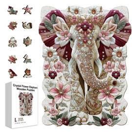 GLOBLELAND Pack of 300 Crystal Flowers Elephant Wooden Puzzles for Learning Toddlers 11.22 x 14.6 Inch Colourful Wooden Puzzles Holidays and Birthday Gifts for Preschool Learning