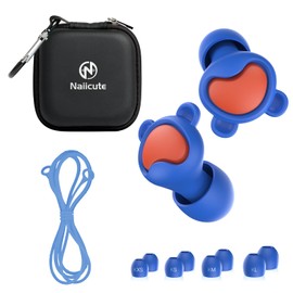 Naiicute Kids Ear Plugs (6-12 yrs) with String - Reusable Noise Reduction Earplugs for Focus, Travel, Concerts, Socializing, Sports Events, Noise Sensitivity, 8 Ear Tips in XS/S/M/L, DBURD