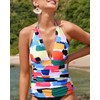 Yonique - Tankini con cuello en V para mujer, sin