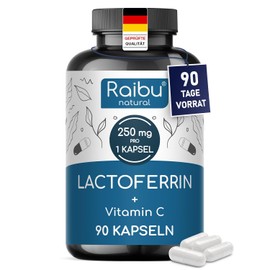 RAIBU Lactoferrin 250 mg with Vitamin C - Immune Support Capsules