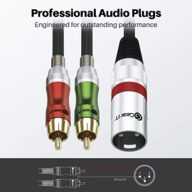GearIT XLR Male to 2 RCA Male Y-Splitter Cable (10ft) Dual 2 RCA to 1 XLR Male to Male - Unblance Plug for Home Theater Mixers Amplifiers Hi-Fi Systems Microphone, 10 Feet