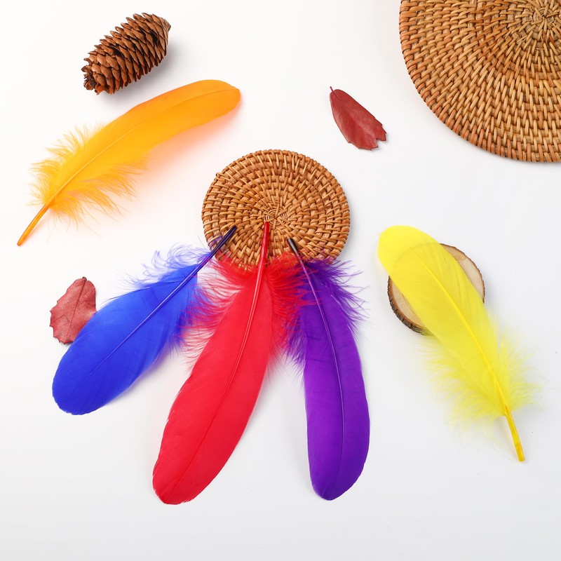Ballinger Large Colored Goose Feathers Bulk for Crafts,120 PCS,6-8 Inch