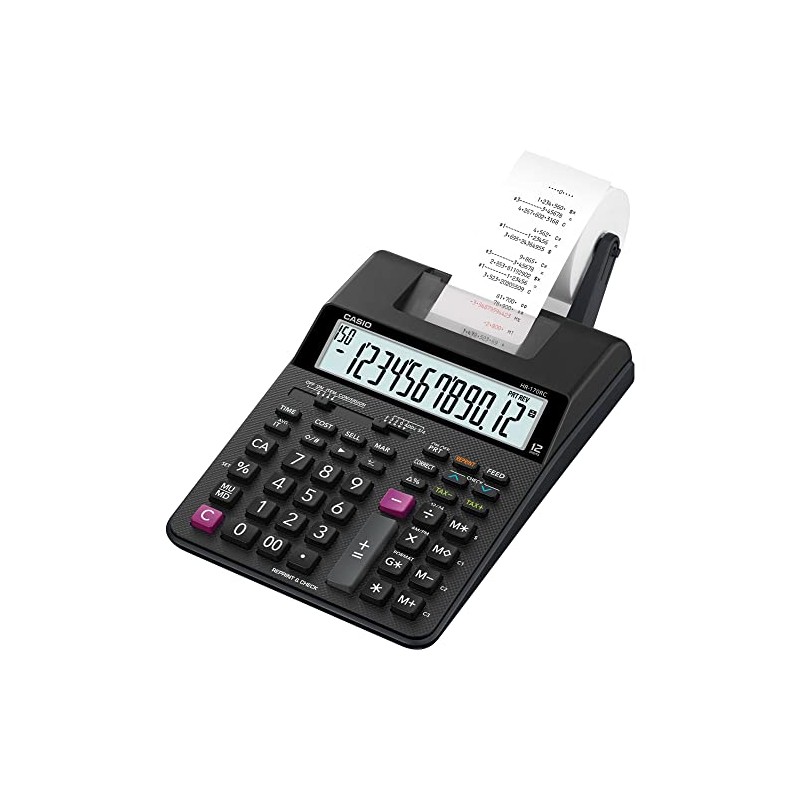 Casio HR-170RC Calculadora de impresión, negro, 2.6" x 6.5" x