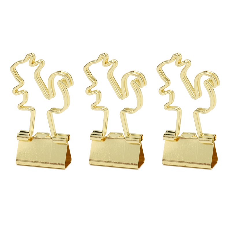 100 Pcs Binder Clips Gold Animal Shape Strong Clamping Force