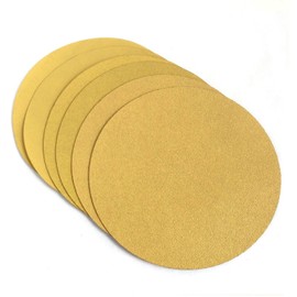 9 inch Sanding Discs Hook and Loop Round Sand Paper Disc, Gold Aluminum Oxide No Hole Hook and Loop Sanding Discs, 320 Grit Sandpaper Auto Body Sandpapers for Wood, Paint, Metal & Plastics, 50 Pack