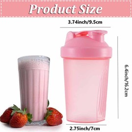 zukent Protein Shaker Bottle with Stainless Steel Mixing Ball, Shaker for Protein Shakes, Protein & Supplement Shaker Bottle, BPA Free, DEHP-Free, Leakproof, for Fitness Sports Gym - 400ml (Pink)