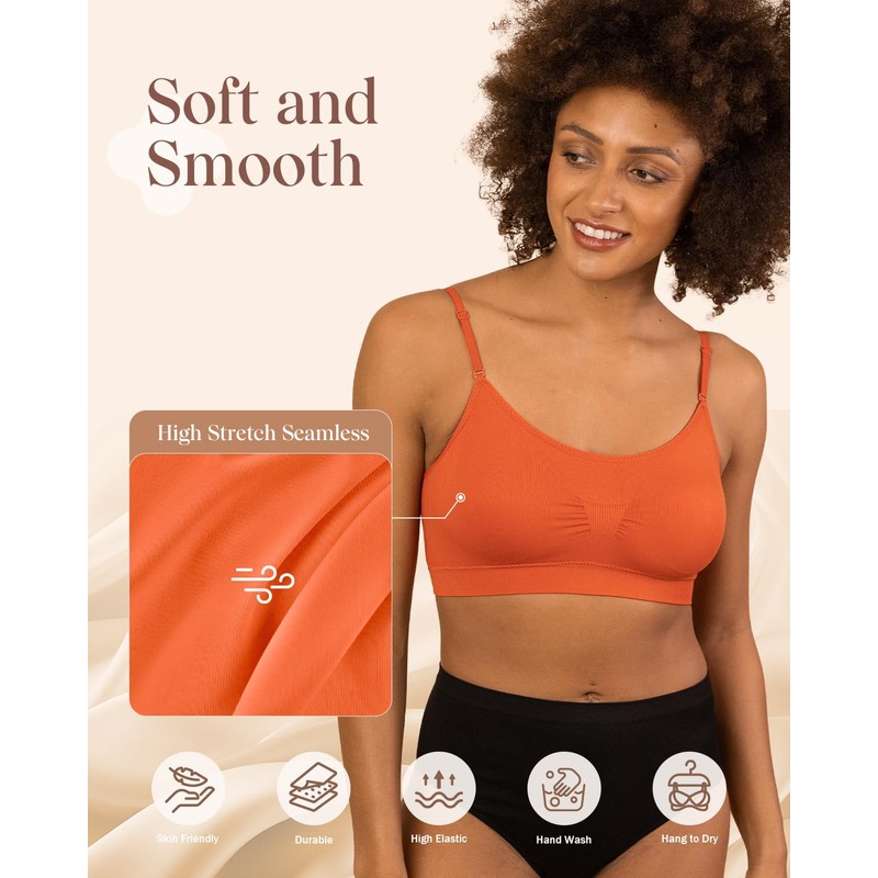 Coobie Seamless Scoopneck Bra,Orange,One Size