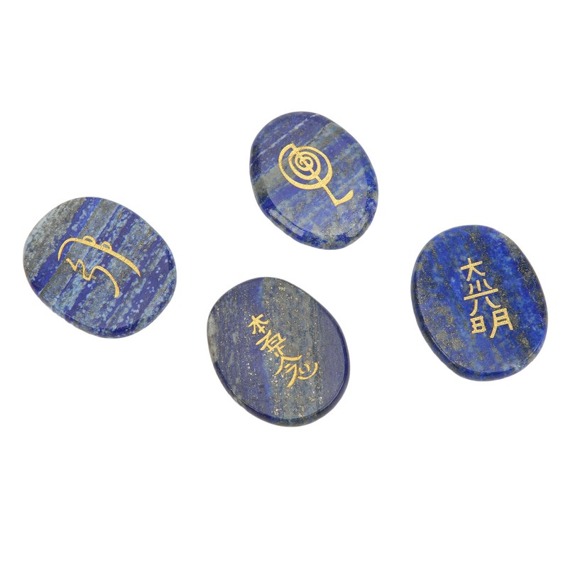4Pcs Reiki Symbols Stones Smoother Surfaces Engraved Reiki Stones for