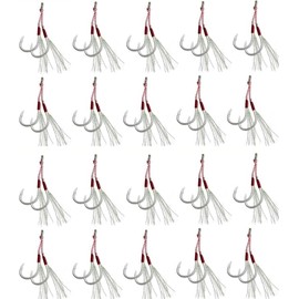 Assist Hooks Double 20 Pairs Metal Jig Hooks Step Rear Hooks Jigging Bulk Shore Jigging Fishing Fishing Hooks Bulk (LL)