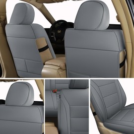 GXT Custom Fit Car Seat Cover for Select 2014 2015 2016 2017 Honda Accord - Full Set with Water-Resistant Breathable Microfiber Leather (Grey)