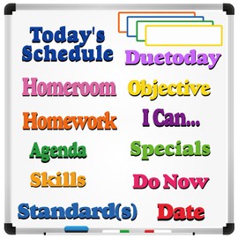 Lemosae 16 Pcs Classroom Schedule Magnets Reusable Today's Schedules Magnetic Course Labels with Dry Erase Blank Magnetic Labels for Bulletin Board Whiteboard Homeschooling (Daily Schedules)