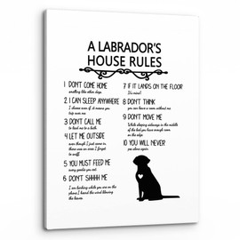 PHAMTE A Labrador’s House Rules Wall Art, Funny Labrador Dog Quote Print Framed Canvas Painting Artwork Home Bedroom Living Room Girls Room Decor（11x14 Inch）