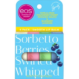 eos Paquete variado de bálsamo labial de edición limitada, Gelato Shop – Bálsamo labial hidratante, para labios secos, manteca de karité, juego de regalo, libre de crueldad, 0.14 onzas, paquete de 4