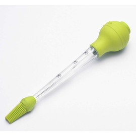 WOIWO 1 PCS Silicone Turkey Dressing Pump Turkey Needle BBQ Tool Silicone Drip Oil Dressing Tube with Cleaning Brush (Green)