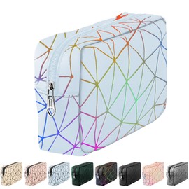 HualiiEras Period Bag - Leather Sanitary Napkin Storage Bags for Women,Portable Period Pad pouch for Girls,Tampon Storage Bag for Purse, Small Makeup Bag (Colorful, Blue)