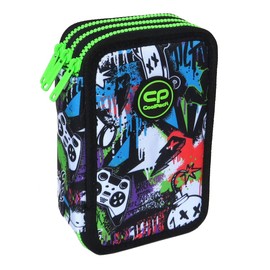 CoolPack PEEK A Boo XXL Pencil Case, 3-Compartment School Pencil Case, Triple Pencil Case for Girls, Boys, 44-Piece Filled Pencil Case, 3-Tier Pencil Case