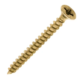 TIMCO Solo Chipboard & Woodscrews - Gold - 4.0 x 45 - Box of 200 - A Single Thread woodscrew mainly Used in Various Types of Timber and Man-Made Boards or into Masonry with The use of Plastic Plug