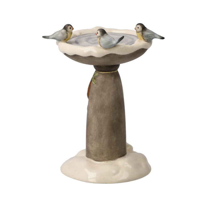 Goebel Figurine Winter Bird Bath - Winter Forest Christmas