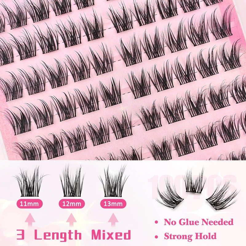 Selbstklebende Wimpern Cluster vorgeklebte Wimpernbüschel 100 Stück Flauschiges C Curl