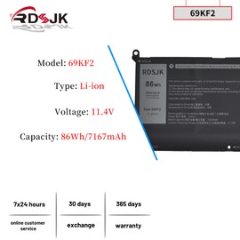 69KF2 Laptop Battery for Dell Alienware M15 R3 R4 M17 R3 R4 G7 15 7500 G15 5510 5511 5515 5520 5521 Precision 5550 5560 5570 XPS 15 9500 9510 Vostro 7510 for Inspiron 7510 7610 7620 P45E P87F P91F