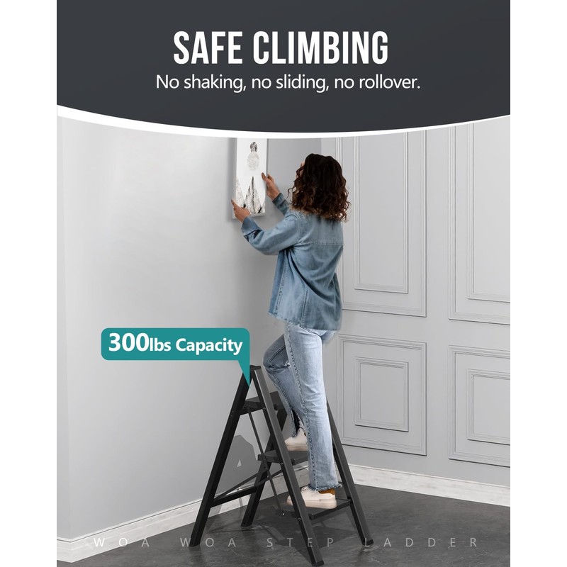 WOA WOA Step Ladder, Portable Lightweight Home Ladder, Folding Step