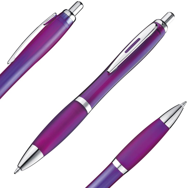 Libetui 50 Ballpoint Pens Purple Set - Blue Ink, Ergonomic