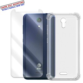 For AT&T Bubble-Free Tempered Glass Screen Protector TPU Case for AT&T Calypso U318AA USA