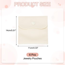 PATIKIL 6x4 Inch Velvet Jewelry Pouches, 6 Pcs Jewelry Packaging Gift Bags with Snap Button for Bracelet Necklace Rings Watch, Beige