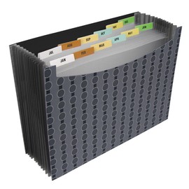 C-Line 56212 - Archivo expandible con 13 bolsillos, tamaño carta, 1 archivo expandible, serie circular de moda, negro/gris