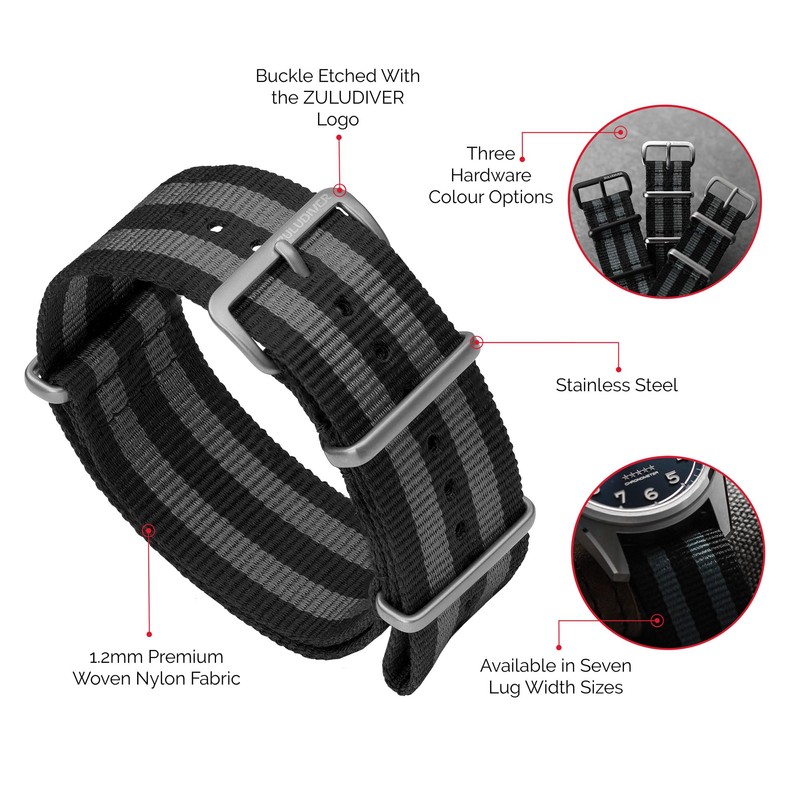 Zuludiver NATO G10 Nylon Military Watch With Replaceable Belt Strap,