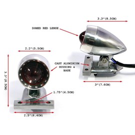 Alchemy Parts Motorbike Rear Stop Tail light Polished for Custom Retro Vintage Project