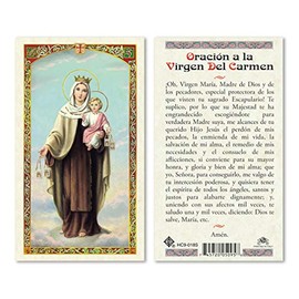 Oracion a La Virgen del Carmen Carmel Laminated Prayer Cards - Pack of 25- Espanol