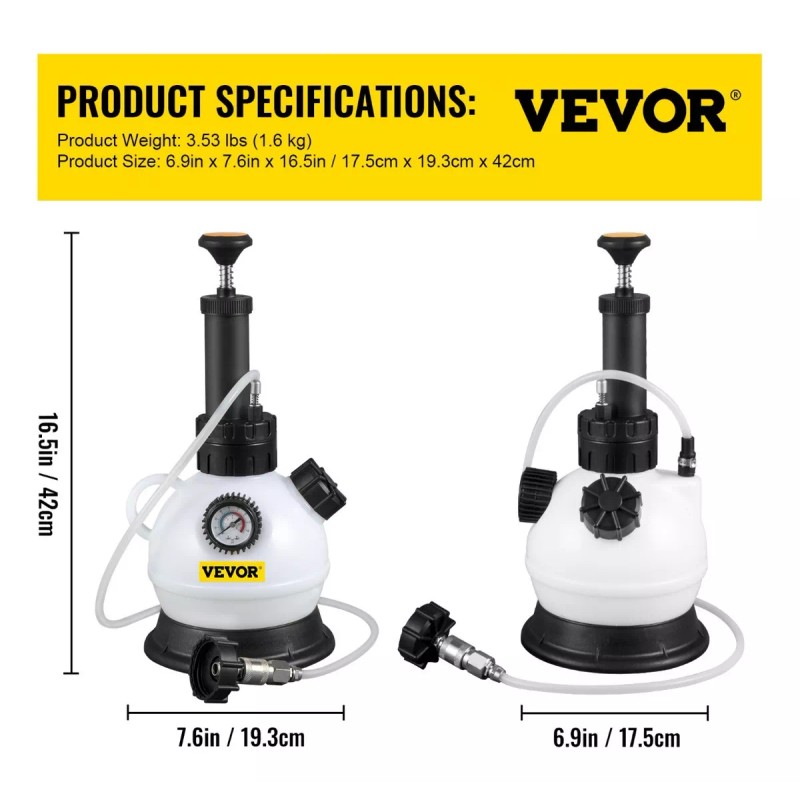 Vevor Purgador De Presion De Liquido De Frenos Con Manometro