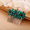 Chargances Bride Wedding Crystal Flower Hair Comb Green Rhinestone Hair
