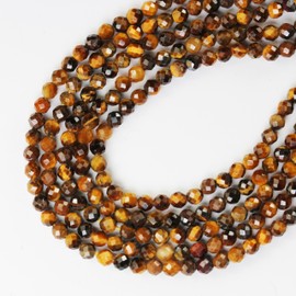 Tiger Eye Beads Natural Gemstone Beads for Making Jewellery Friendship Bracelet Kit Jewelry Crystal Jewelry Making Kit Friendship Bracelets Faceted 3mm 15.5inch About 120 Beads