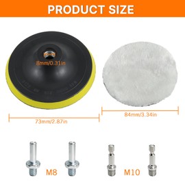 HUAREW Wool Polishing Attachment, 6 Pieces, Polishing Pad with 6 Angle Handles, 125 mm Velcro Polishing Disc, Polishing Pads, Angle Grinder Polishing Hood, Round Adapter, for Car Polishing