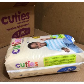 Cuties Premium Size 7 Baby Diapers (20 Each Pack = 80) Fits 41+ Lbs Sealed Case