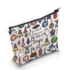 VAMSII Game Inspired Gift What Happen in BG3 Stays in BG3 Makeup Bag Owlbear and Scratch Cosmetic Bag Gamer Merch (Stays in B M C)