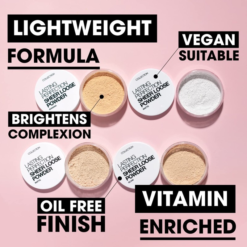 Collection Cosmetics Lasting Perfection Sheer Loose Powder, Lightweight Powder, 10g,